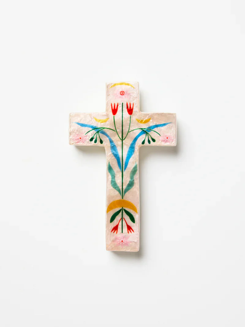 FABLE PINK FLORAL SMALL CROSS
