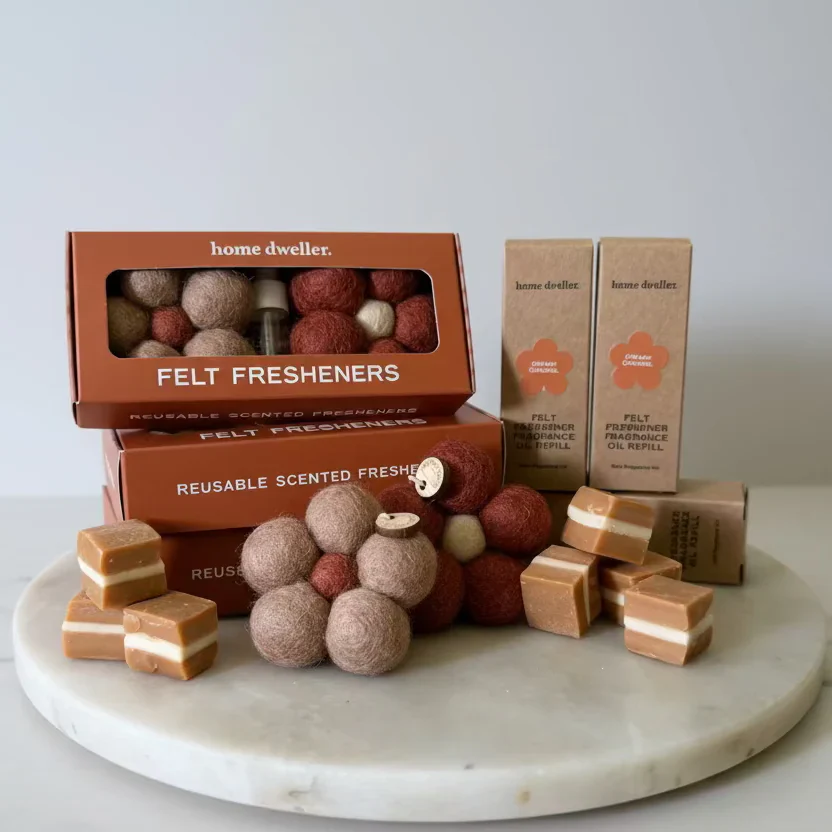 Felt Flower Fresheners - Creamy Caramel - Image 3