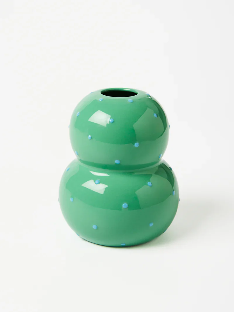 FONDA GREEN BLUE DOTTY VASE - Image 2