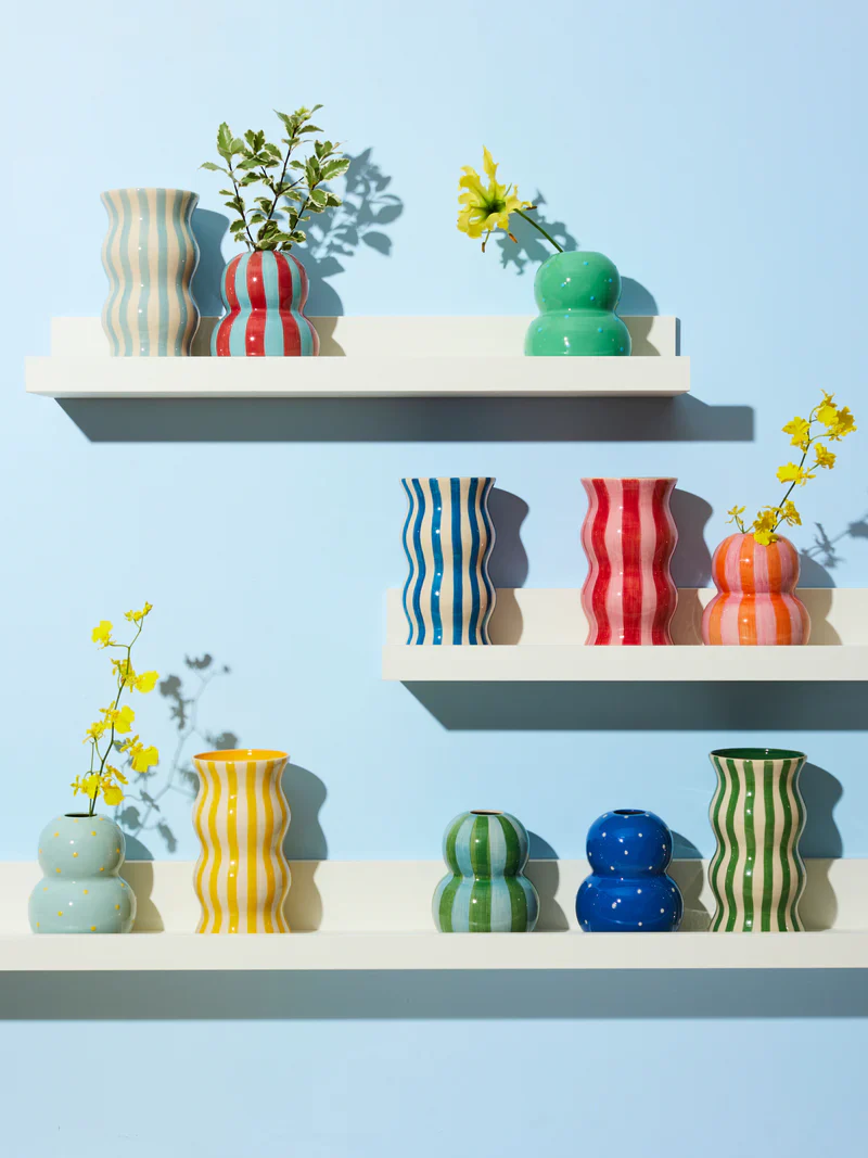 FONDA GREEN BLUE STRIPE VASE - Image 3