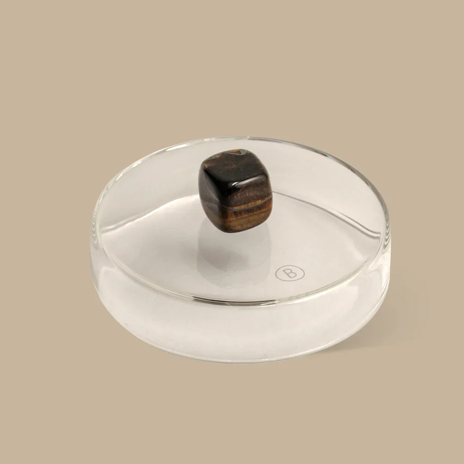Glass Candle Lid - Tiger Eye