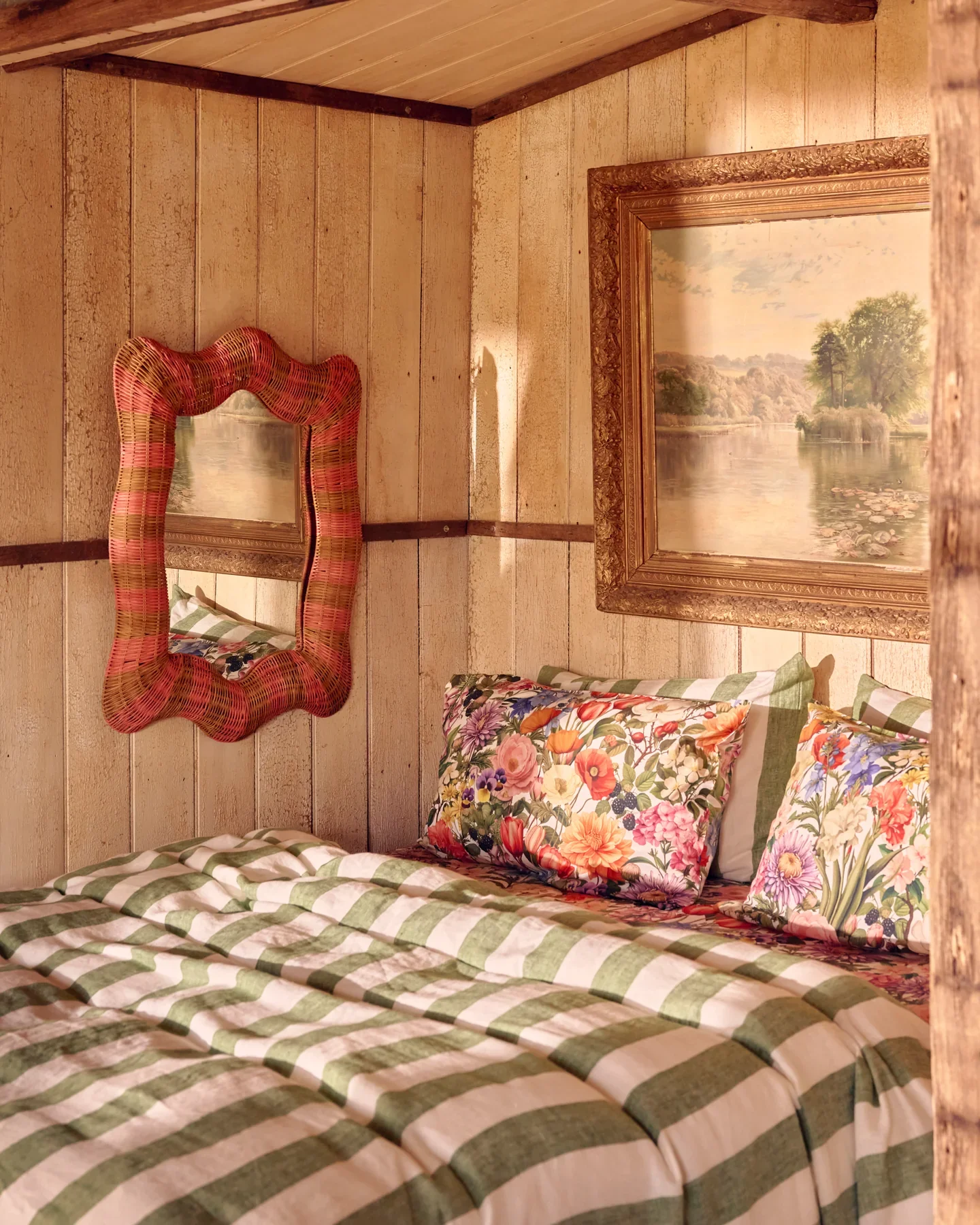 Guava Stripe Rattan Mirror - PICK UP ONLY - Image 4