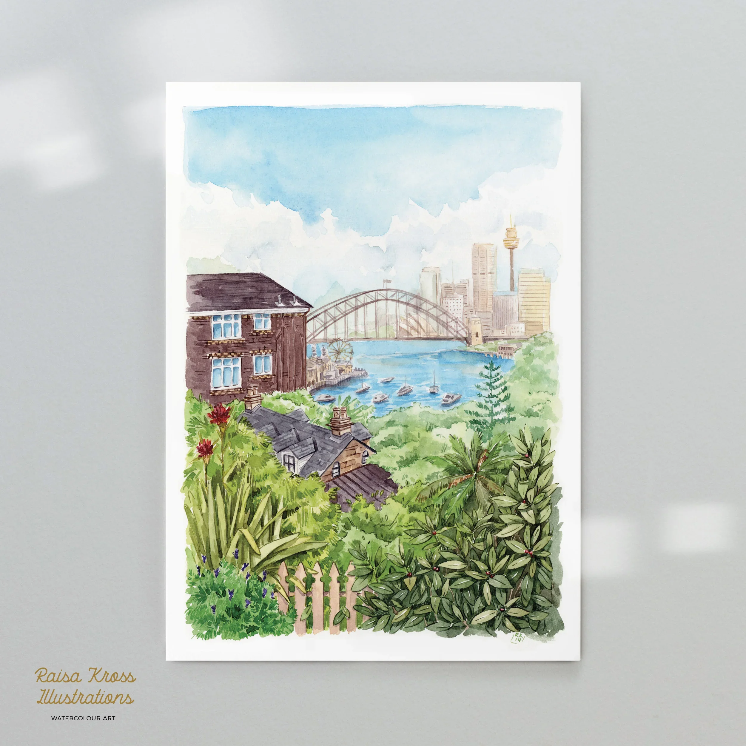 Lavender Bay View- A4 Fine Art Print - Secret Garden by Raisa Kross - Image 3