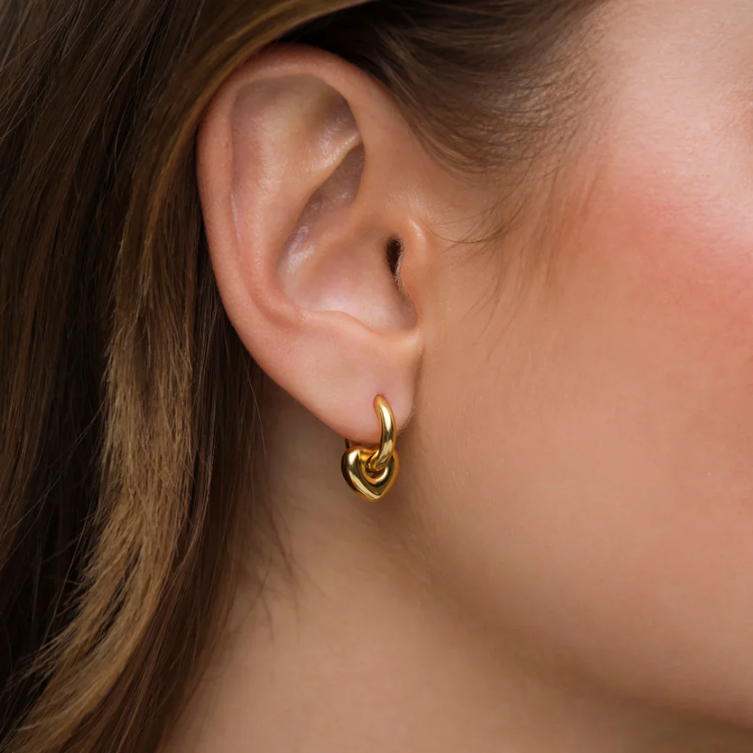 Lisa Puffy Heart Earrings (Mini) - Gold - Image 3