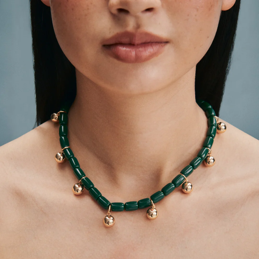 Resin Necklace - Forest Green/Gold - Image 4