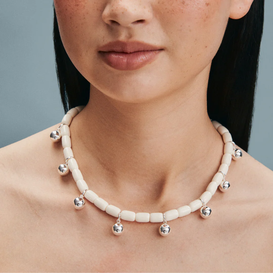 Resin Necklace - Ivory/Silver - Image 3